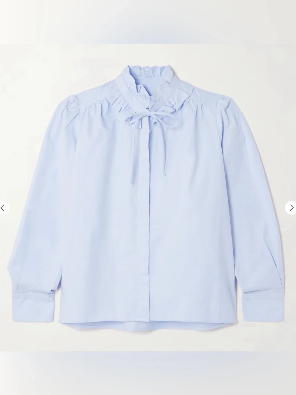 NWT Citizens of Humanity Calista tie-detailed ruffled cotton-poplin shirt Sz M - Picture 3 of 9